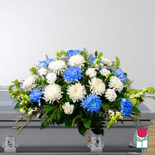 Load image into Gallery viewer, Blue &amp; White Casket Spray
