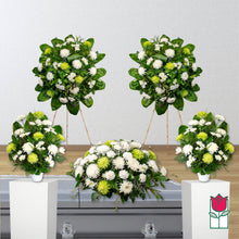 Load image into Gallery viewer, Green &amp; White Casket Spray
