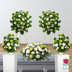 Green & White Casket Spray