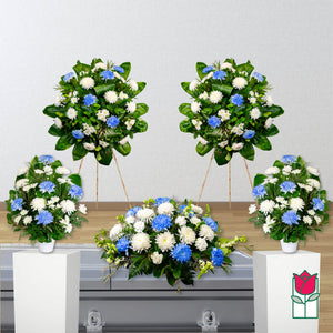 Blue & White Casket Spray