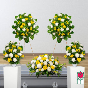 Yellow & White Casket Spray