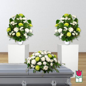 Green & White Casket Spray