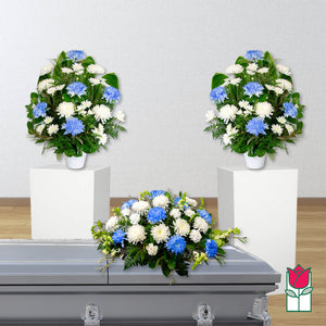 Blue & White Casket Spray