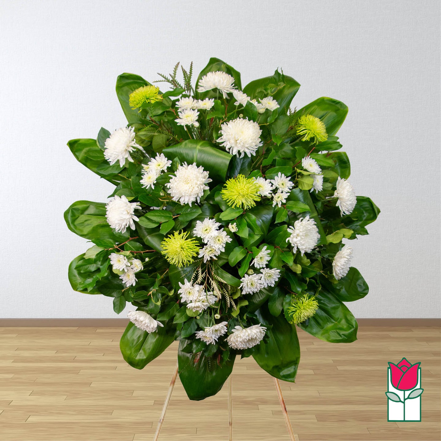 Green & White Standing Spray Wreath