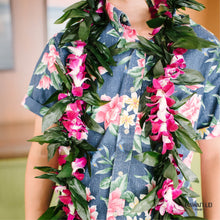 Load image into Gallery viewer, Double Ti Leaf Maile-Style Lei With Orchid (Purple)
