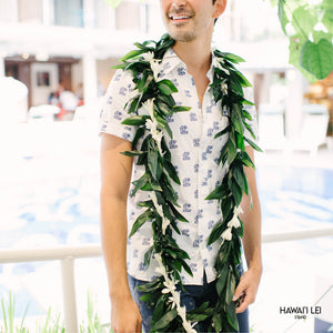 Double Ti Leaf Maile-Style Lei With Tuberose